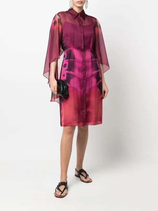 alberta ferretti shirt dress Alberta Ferretti Floral Print Chiffon Shirt Dress