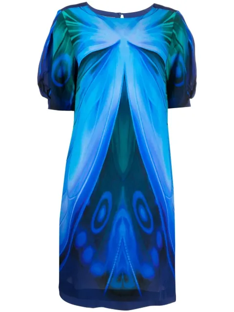 Alberta Ferretti butterfly-print short-sleeve dress