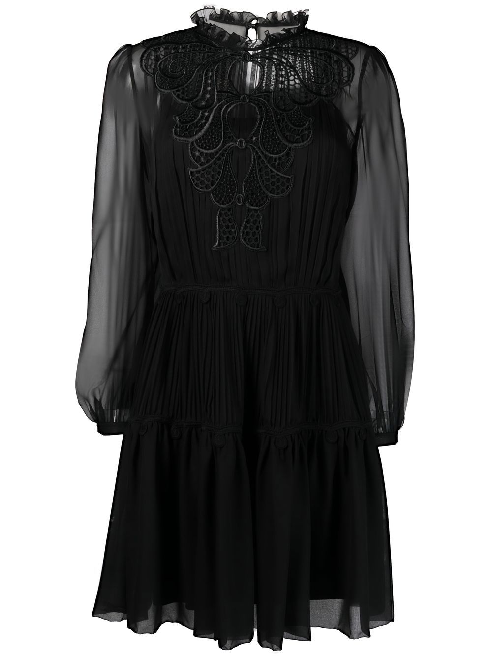 Alberta Ferretti sheer lace detail dress - Black