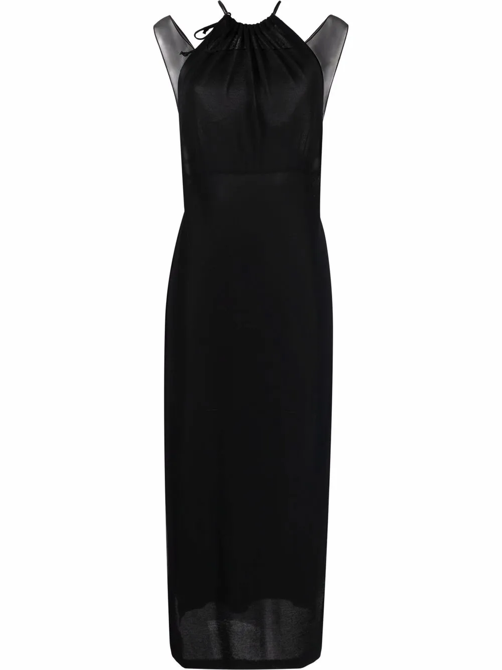 halterneck mesh silk dress