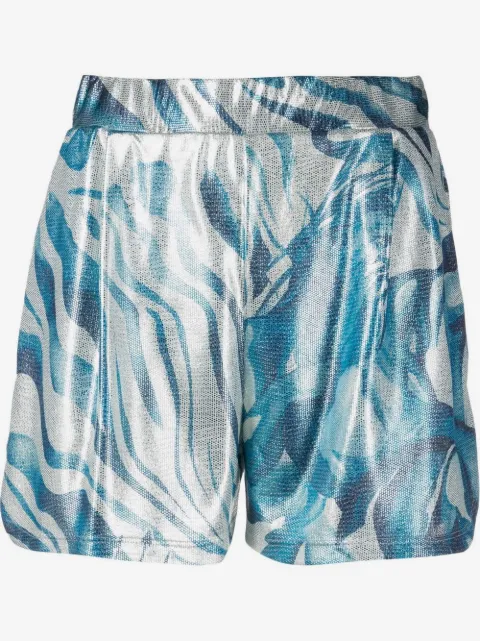 Alberta Ferretti metallic swirl print shorts