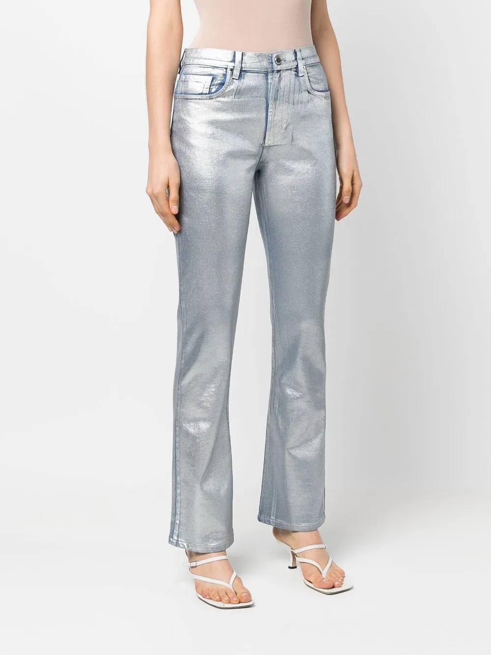 Alberta Ferretti Metallic jeans Zilver
