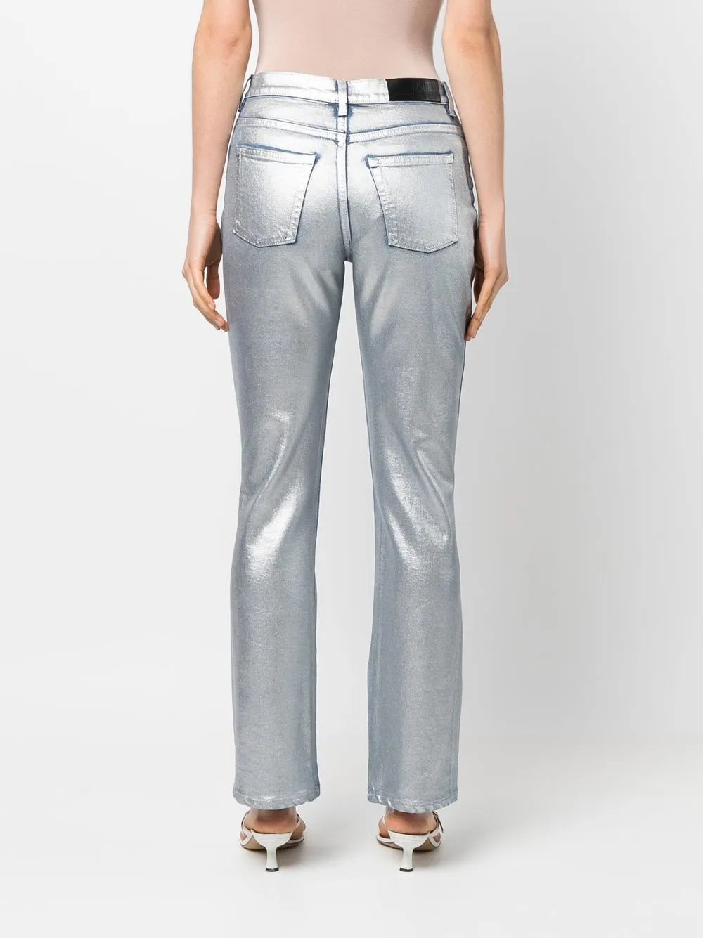 Alberta Ferretti Metallic jeans Zilver