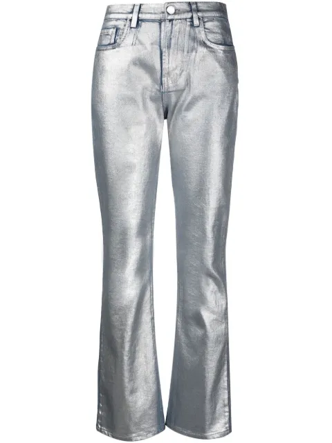 Alberta Ferretti jeans metalizados acampanados