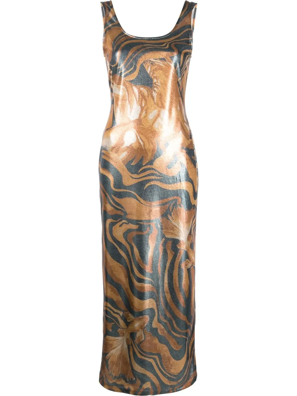 

Alberta Ferretti metallic swirl print dress - Grey