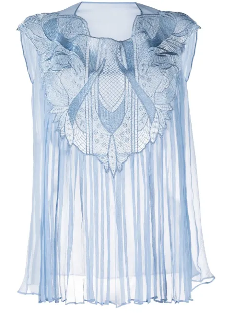 Alberta Ferretti lace-embellished silk top