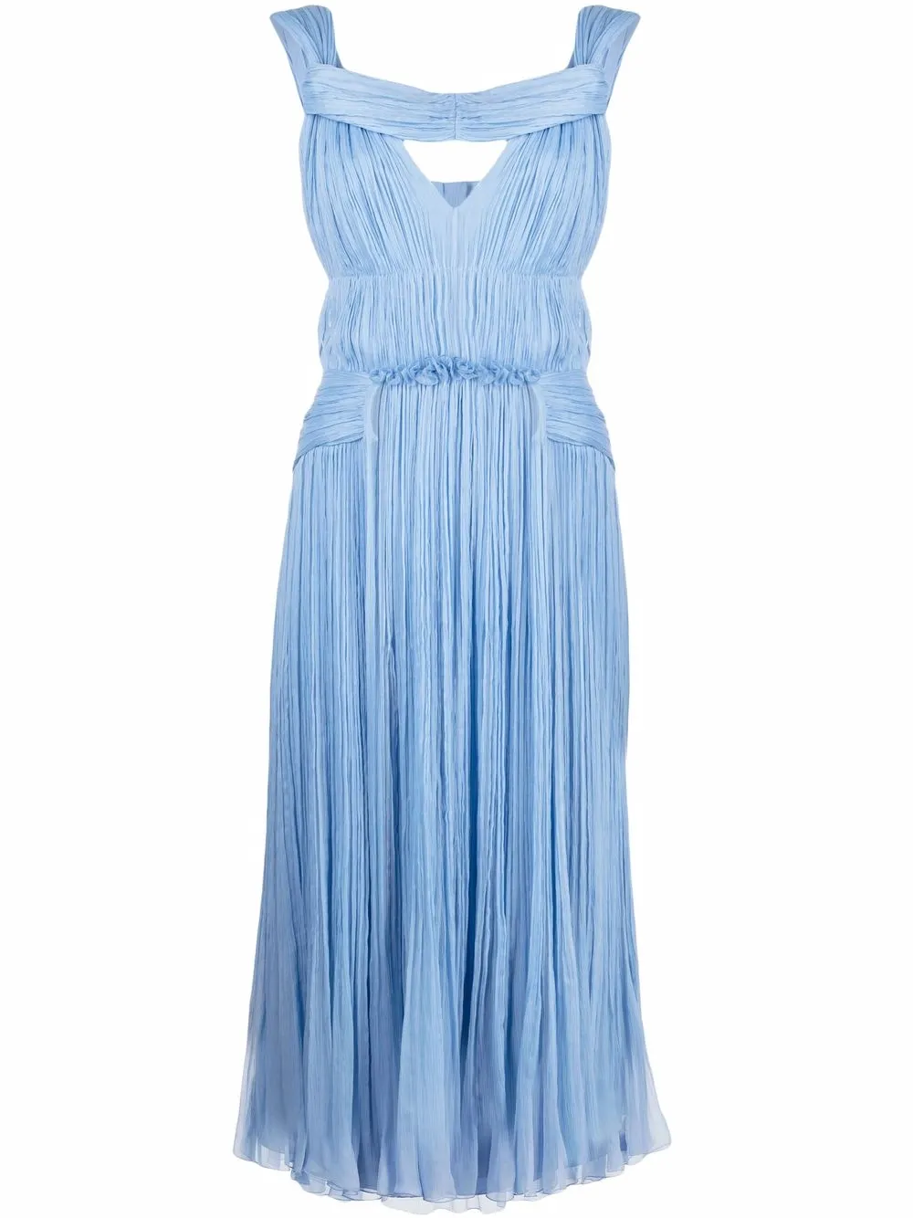 pleated silk midi dress