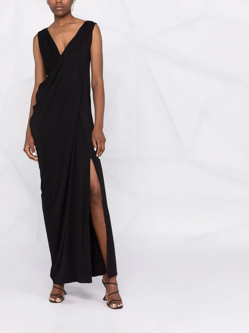 Alberta Ferretti Gedrapeerde avondjurk - Zwart