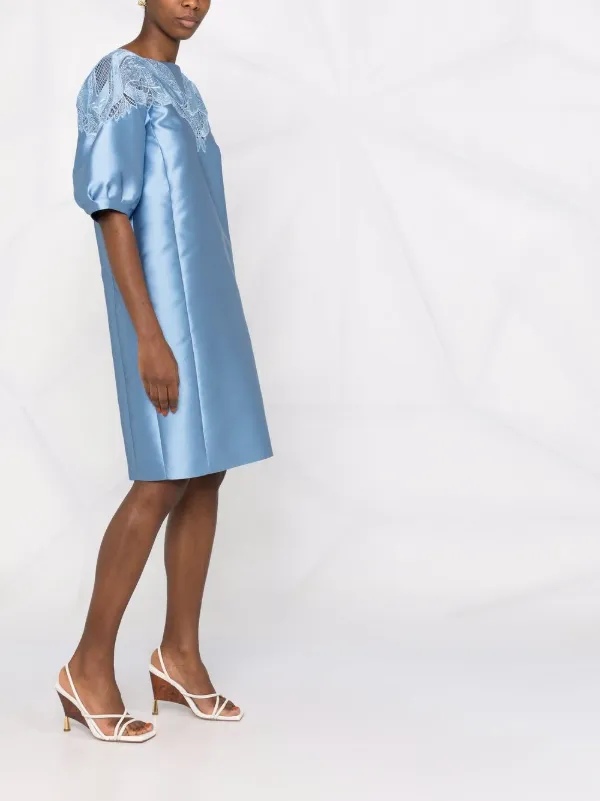 alberta ferretti blue lace dress Alberta Ferretti Lace Detail Midi Dress