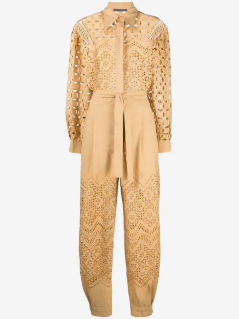 Alberta Ferretti broderie-anglaise long-sleeve jumpsuit