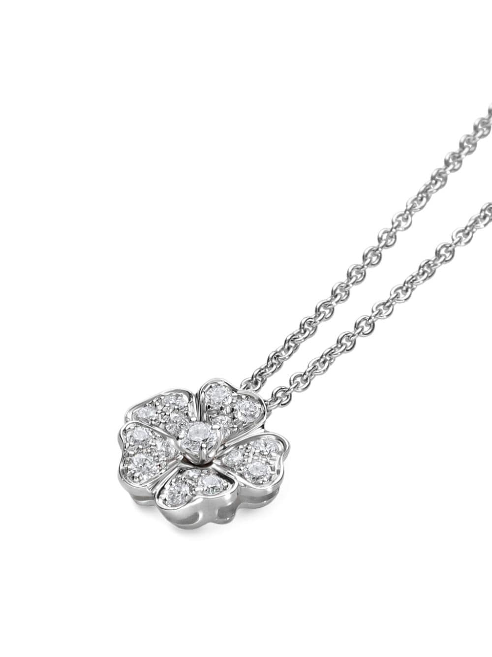 Shop Leo Pizzo 18kt White Gold Floral Diamond Necklace In Silber