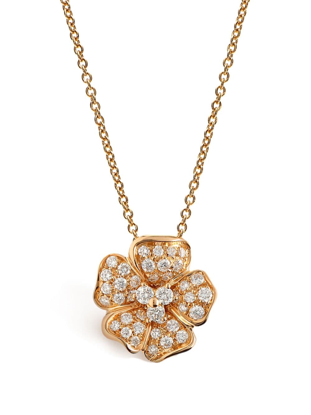 Shop Leo Pizzo 18kt Rose Gold Flora Diamond Necklace In Rosa
