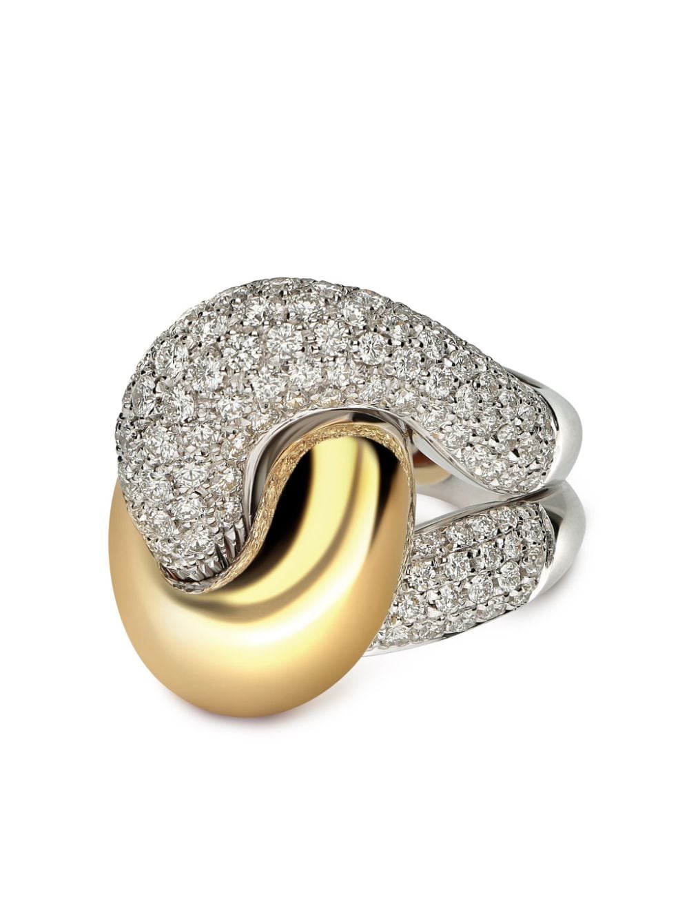 Shop Leo Pizzo 18kt Yellow And White Gold Abbraccio Diamond Ring In Silber
