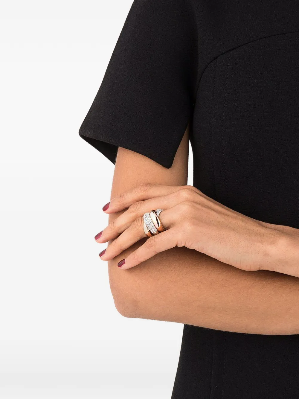 LEO PIZZO خاتم 'وايفز' ذهب أبيض وأحمر عيار 18 مرصع بألماس | أحمر | Image 1