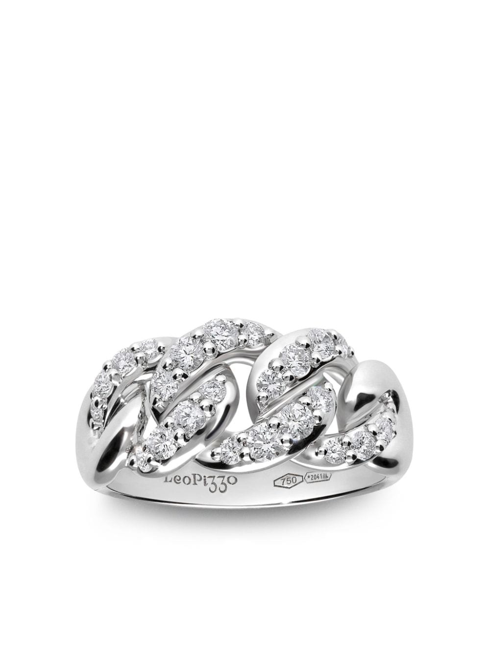 Shop Leo Pizzo 18kt White Gold Gourmette Diamond Ring In Silber