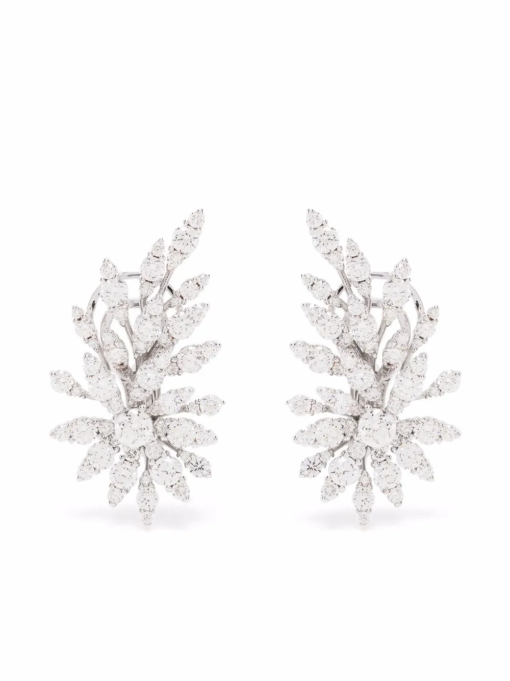 

LEO PIZZO aretes Flame en oro blanco de 18kt con diamantes - Plateado