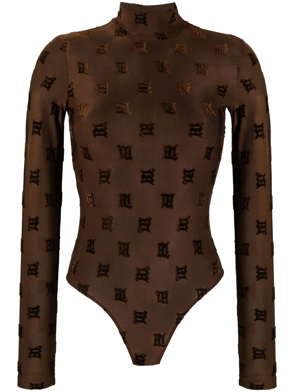 

MISBHV velvet monogram jacquard mesh body - Brown