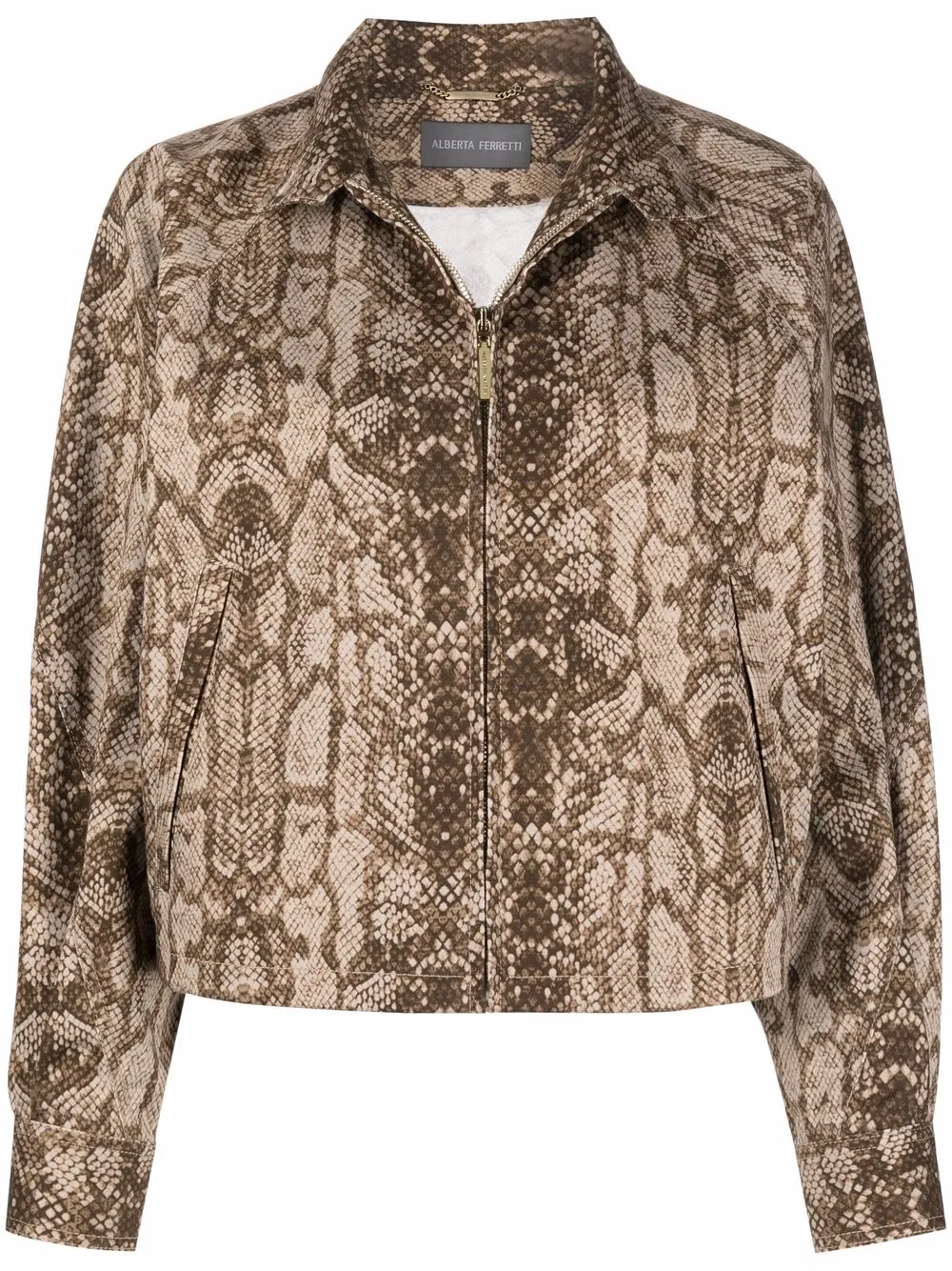 Alberta Ferretti Snakeskin Print zip-front Jacket - Farfetch