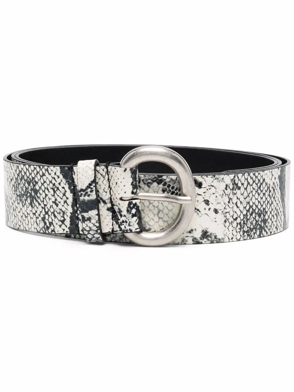 python-print buckle-fastening belt