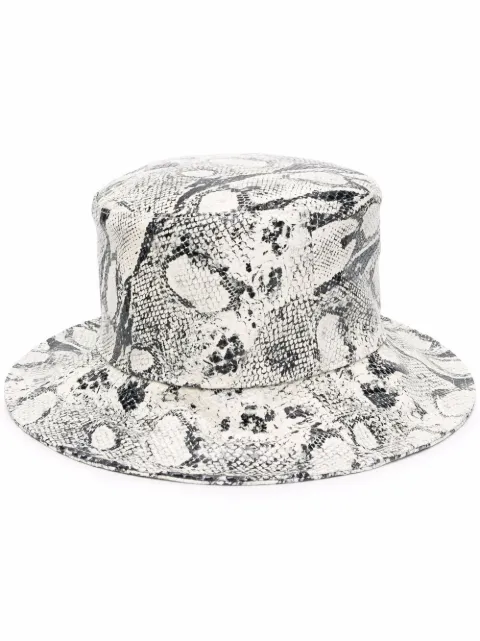 Alberta Ferretti python-print leather hat