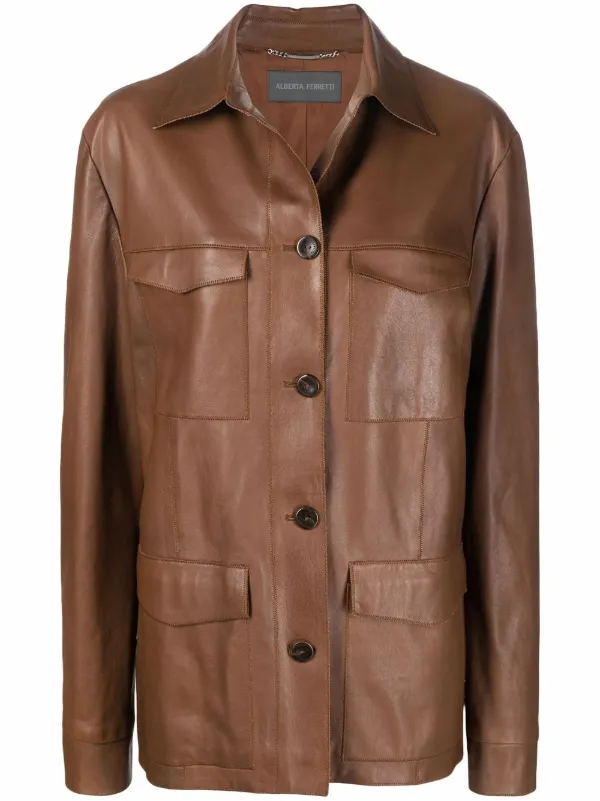 Alberta Ferretti leather shirt jacket 