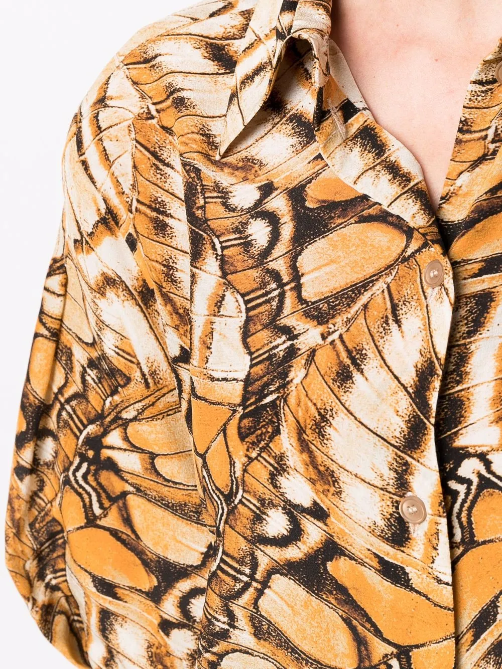 Alberta Ferretti Blouse met vlinderprint Beige