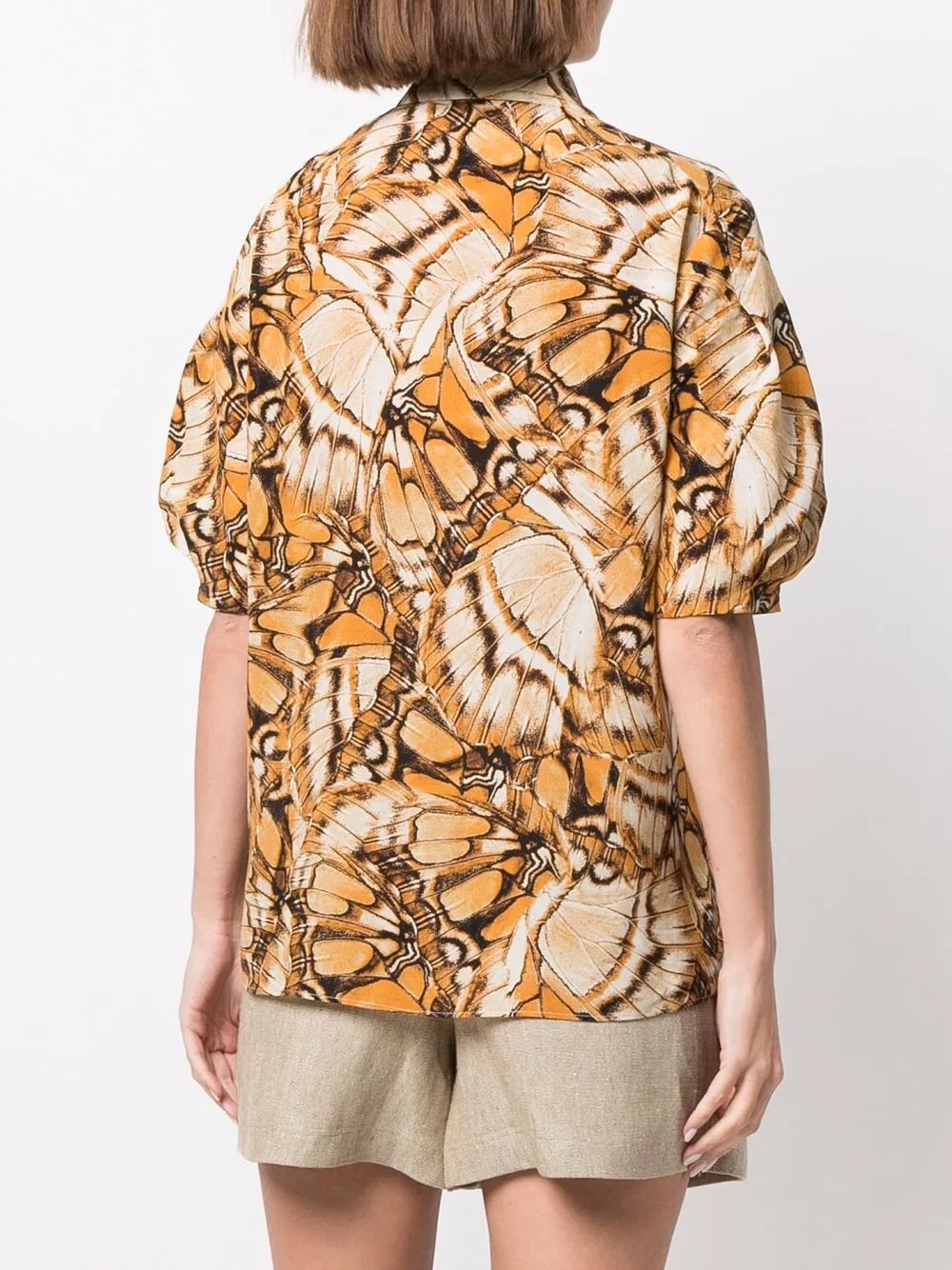 Alberta Ferretti Blouse met vlinderprint Beige