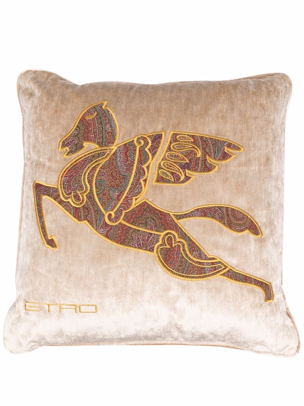 

ETRO HOME embroidered-Pegaso cushion - Neutrals