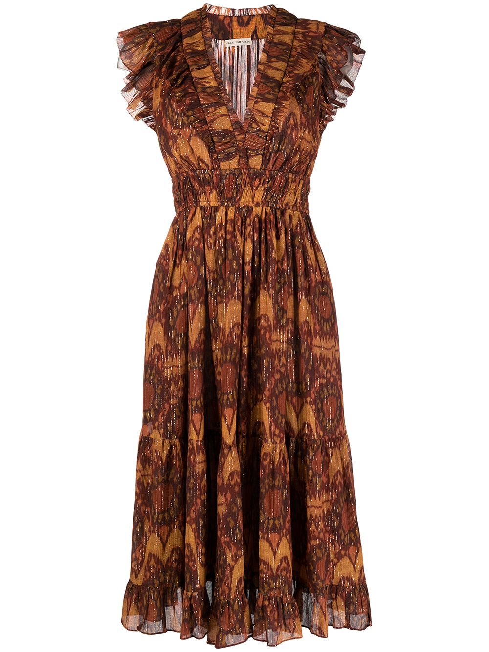 

Ulla Johnson vestido midi Samsara - Marrón