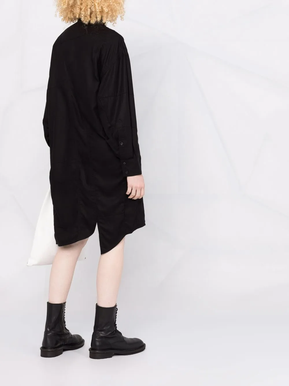 Shop Diesel Long-sleeve Shirt Dress In Black