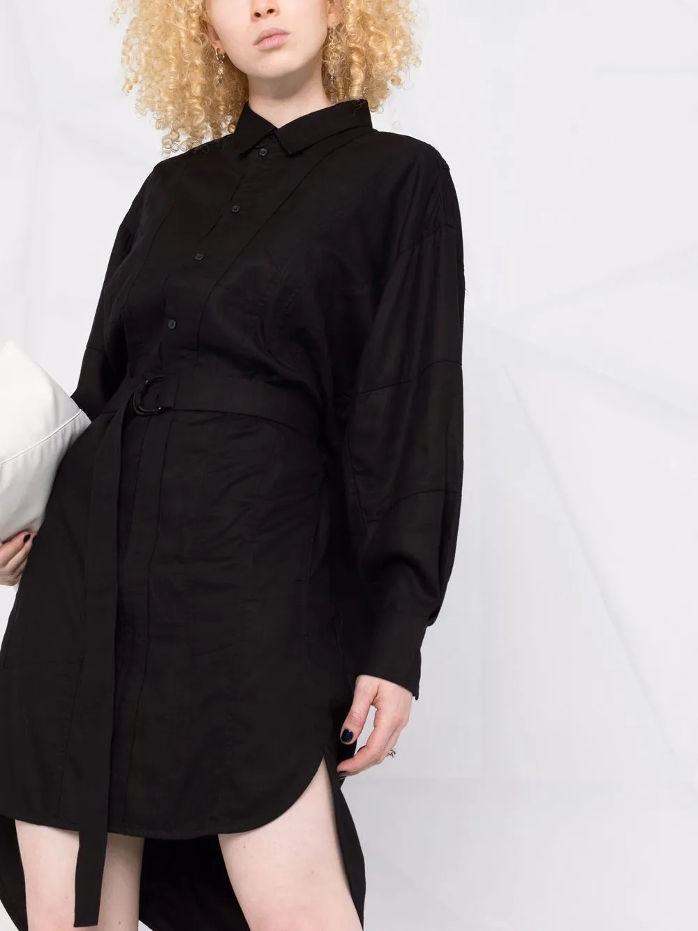 Shop Diesel Long-sleeve Shirt Dress In Black