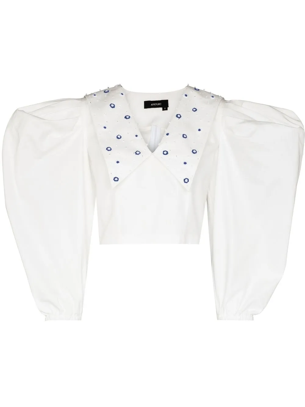 

ANOUKI blusa con cuello bordado - Blanco