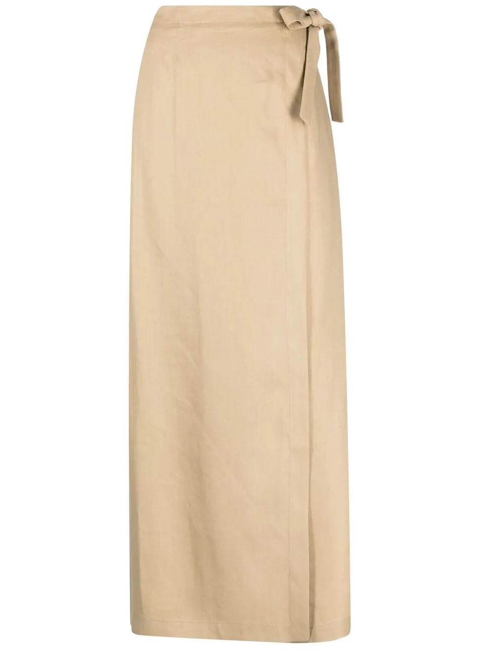 Alberta Ferretti Linen-blend Wrap Maxi Skirt In Nude