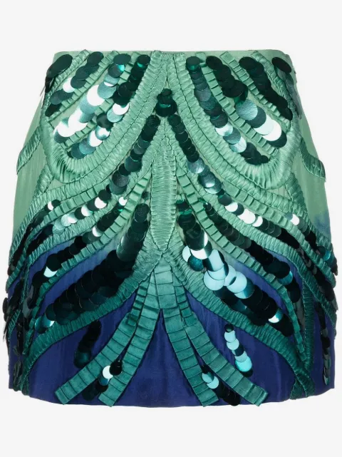 Alberta Ferretti sequinned pleat mini skirt