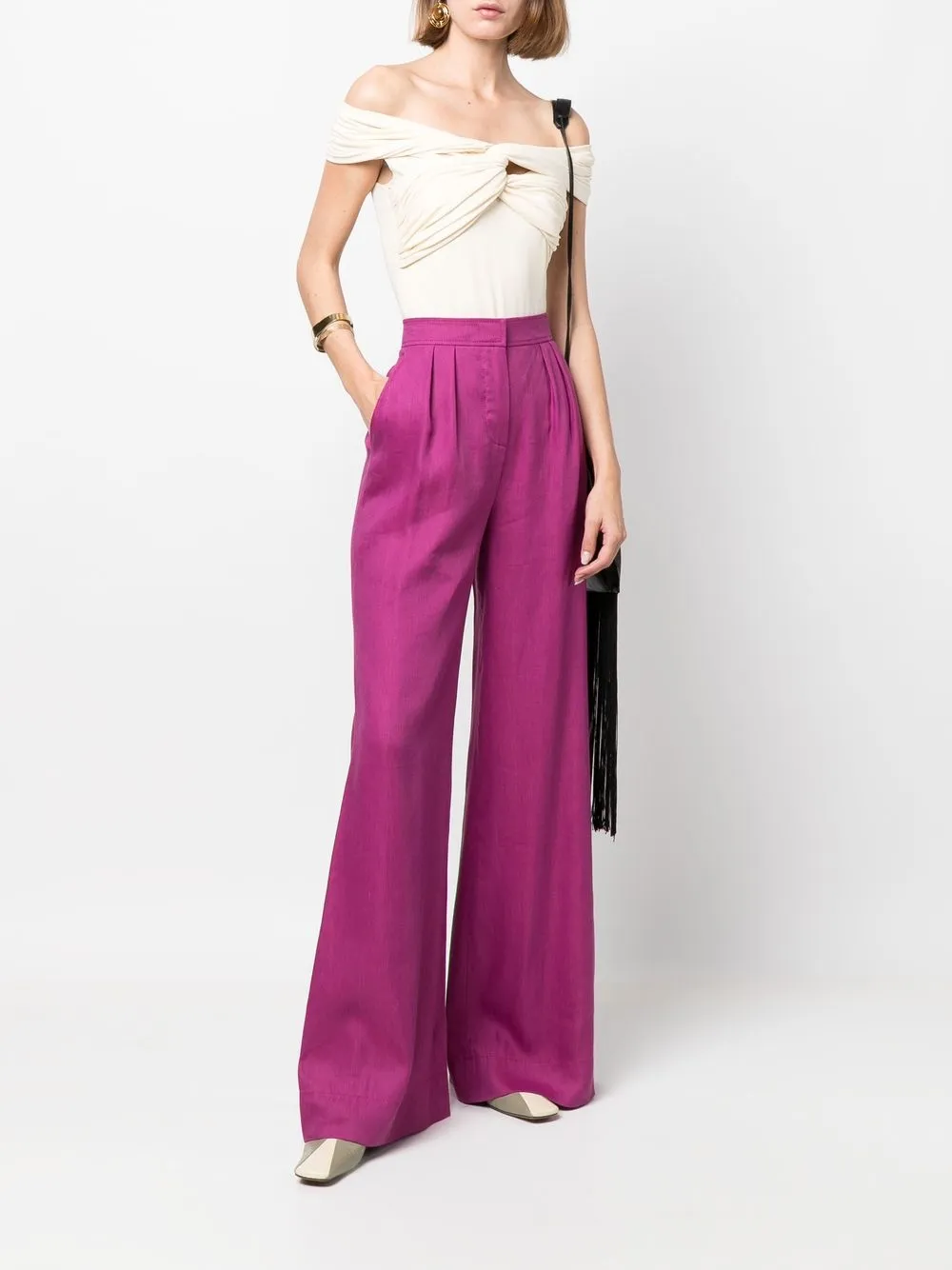 Alberta Ferretti High waist broek Paars