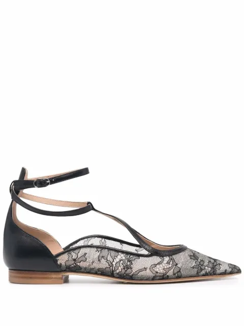 Scarosso Gae floral-lace ballerina shoes