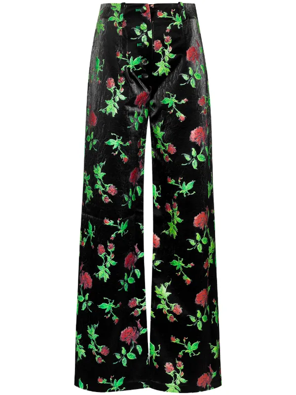Yuhan Wang rose-print wide-leg Trousers 