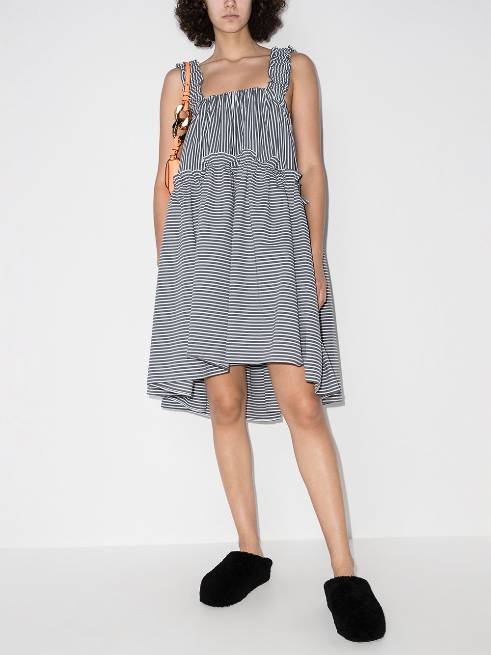 фото Brøgger olive striped flared dress