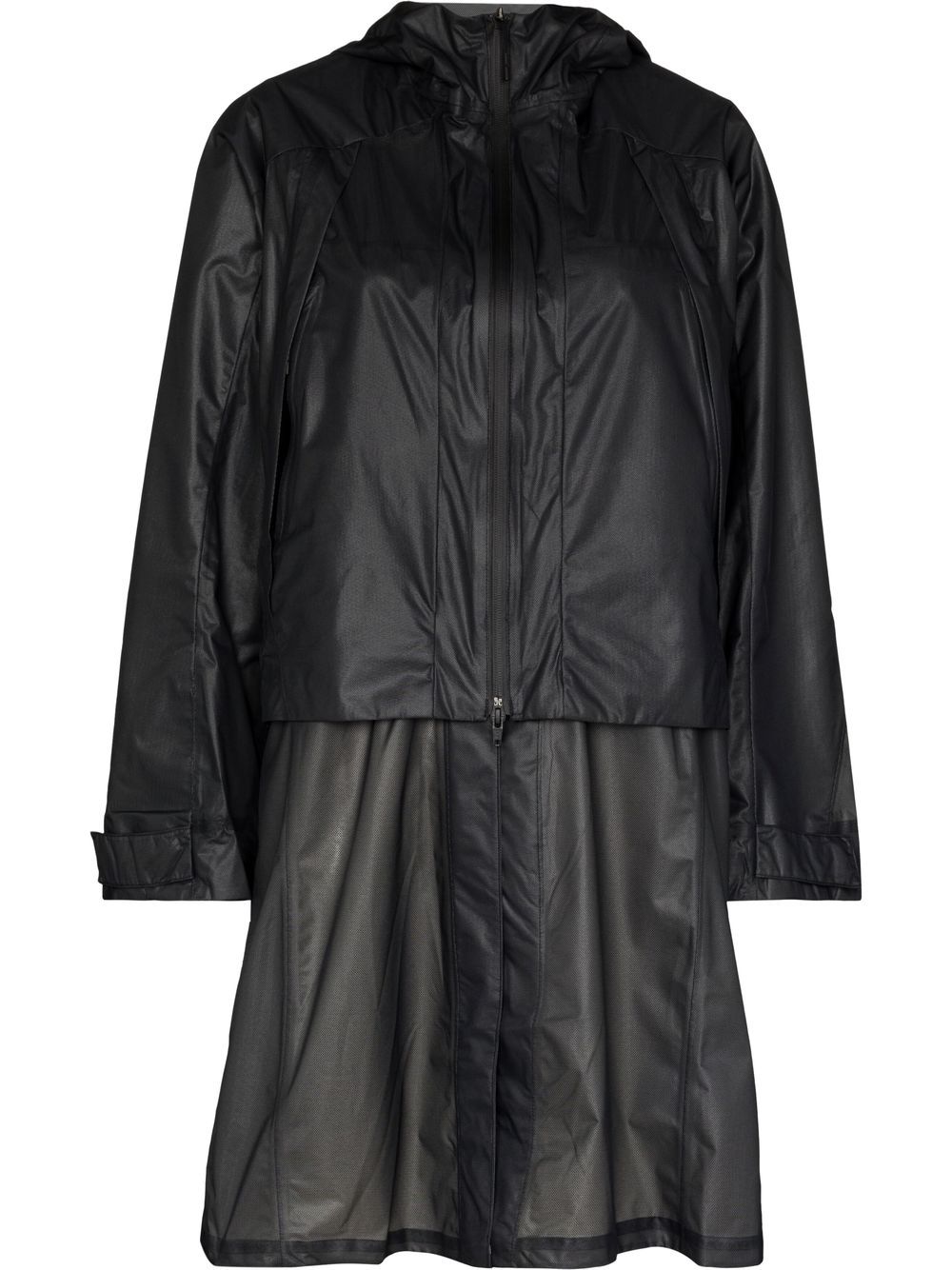 

Y-3 impermeable midi con capucha - Negro