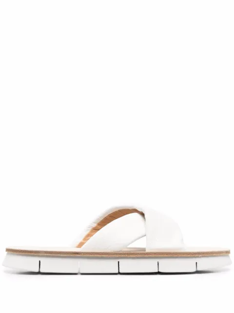 crossover-strap leather sandals