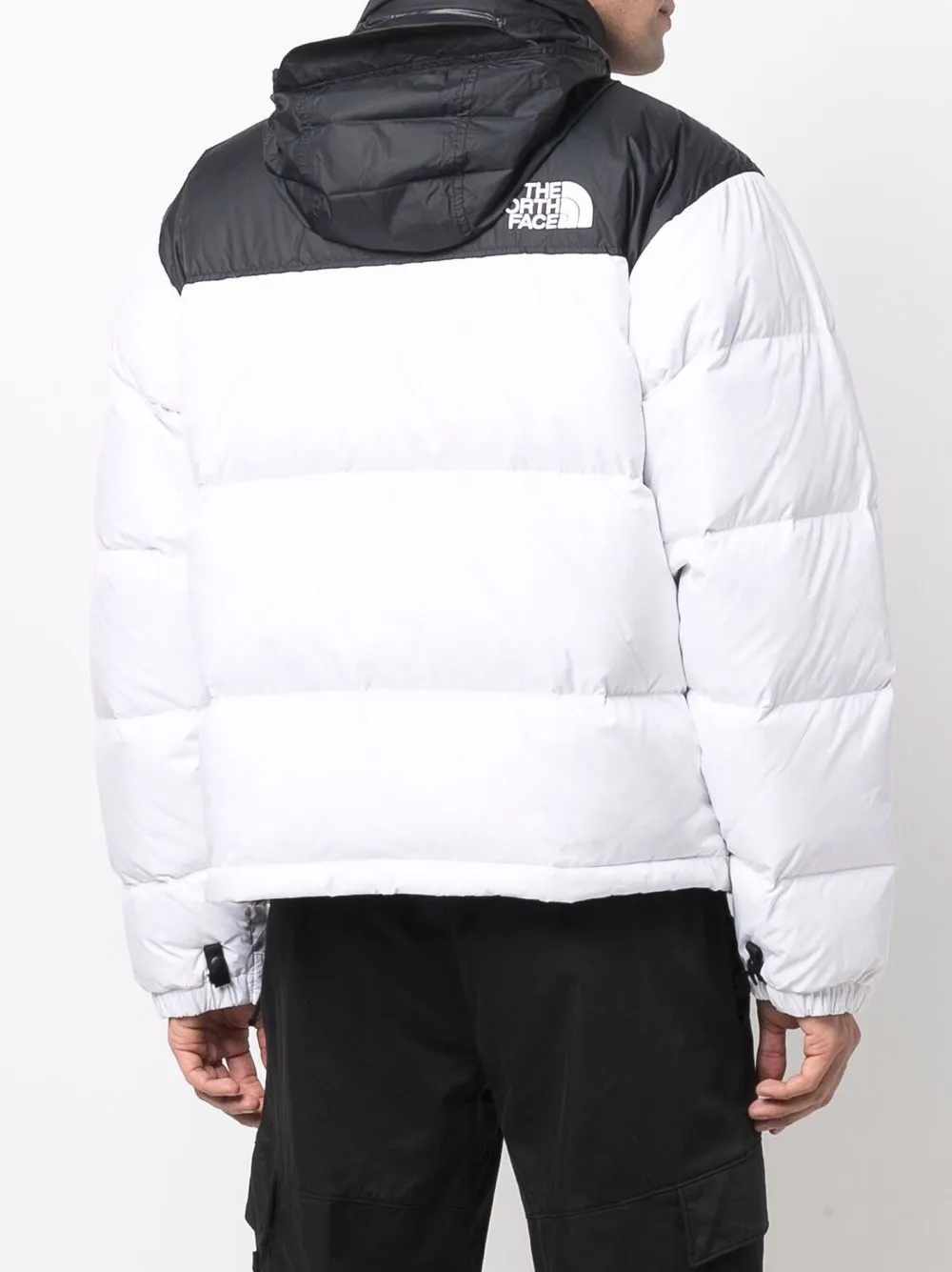 фото The north face пуховик в стиле колор-блок