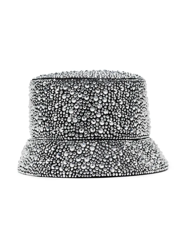 Prada crystal-embellished Bucket Hat | Black | FARFETCH