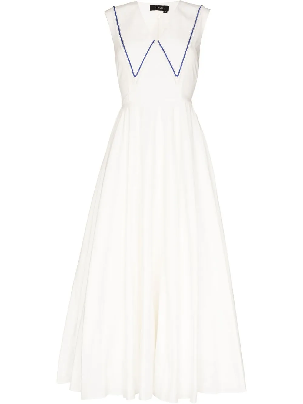 

ANOUKI pointed-collar V-neck dress - White