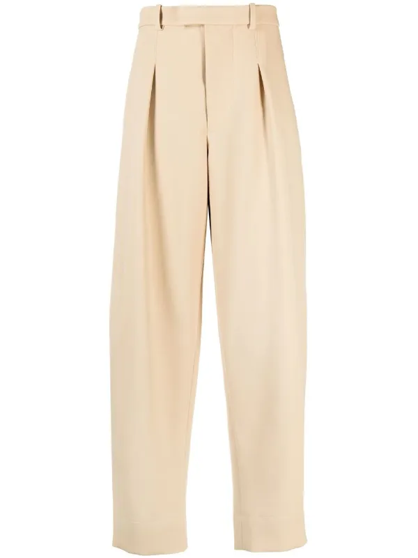 WARDROBE.NYC Wide-leg Dart-detail Trousers in Neutrals