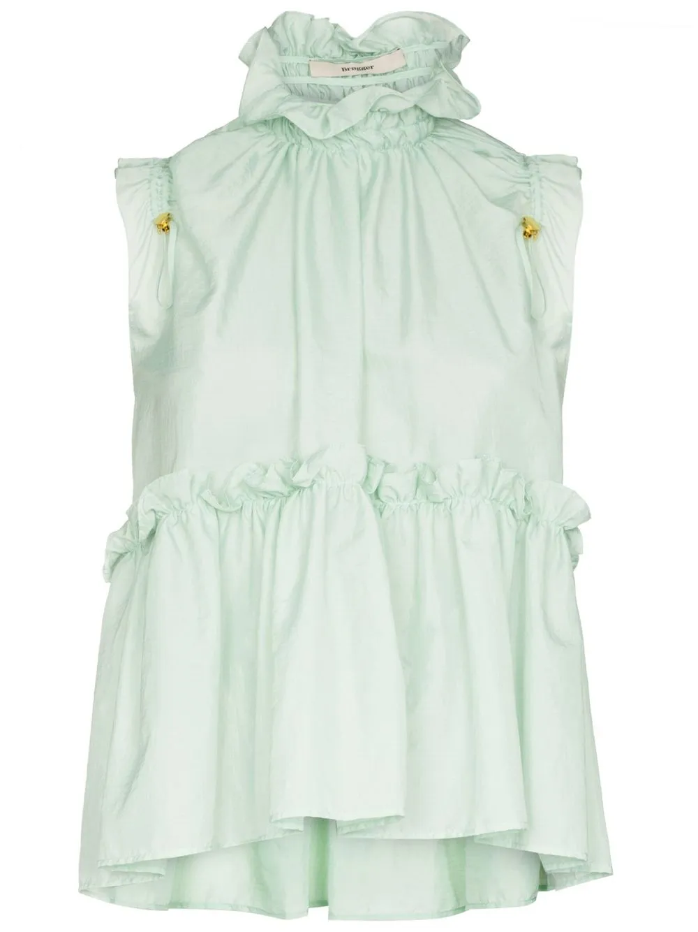

Brøgger ruffle-collar sleeveless peplum blouse - Green
