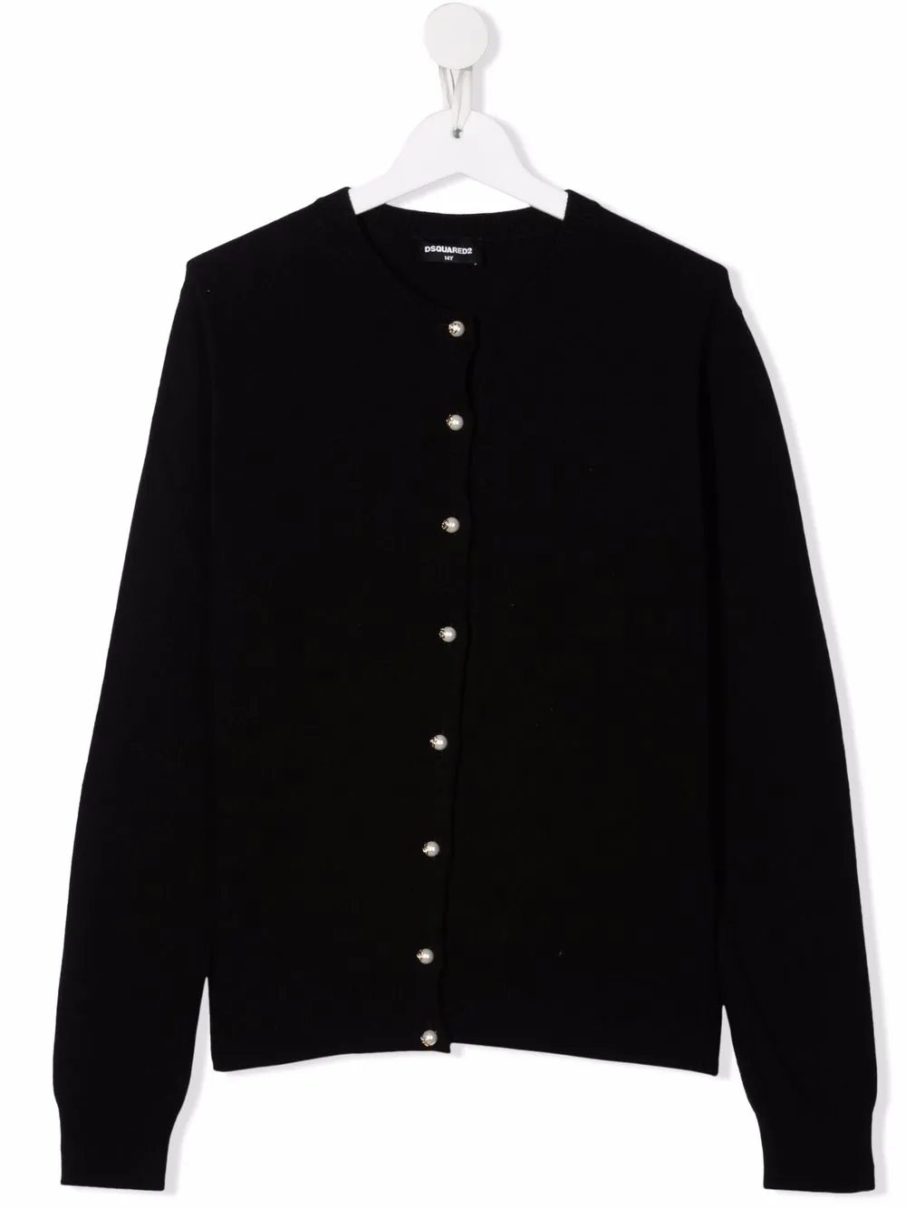 

Dsquared2 Kids faux-pearl buttoned-up cardigan - Black