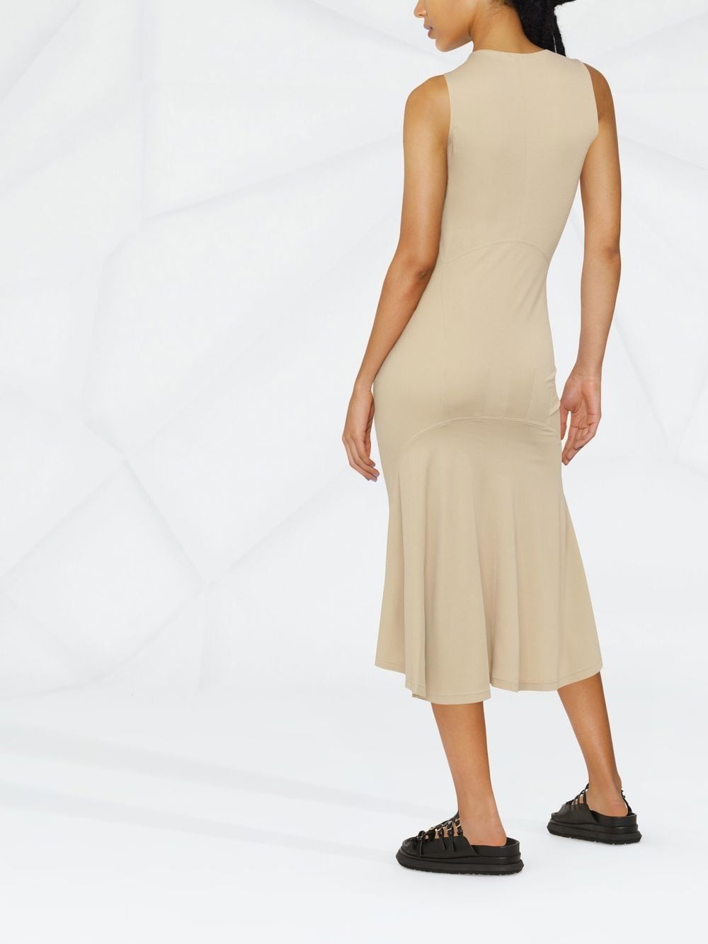 Shop Wolford 3d-cut Sleeveless Midi Dress In Neutrals