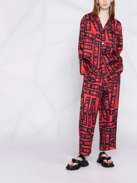 Rosso Pigiama con stampa Farfetch Abbigliamento Abbigliamento per la notte Pigiami 