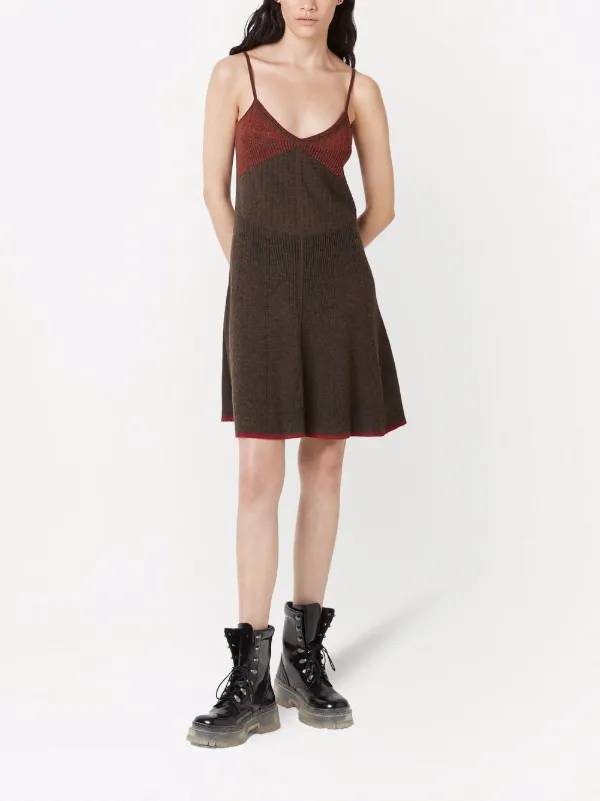 Marc Jacobs The Pointelle Knit Dress in Dark Brown Multi, Size Medium