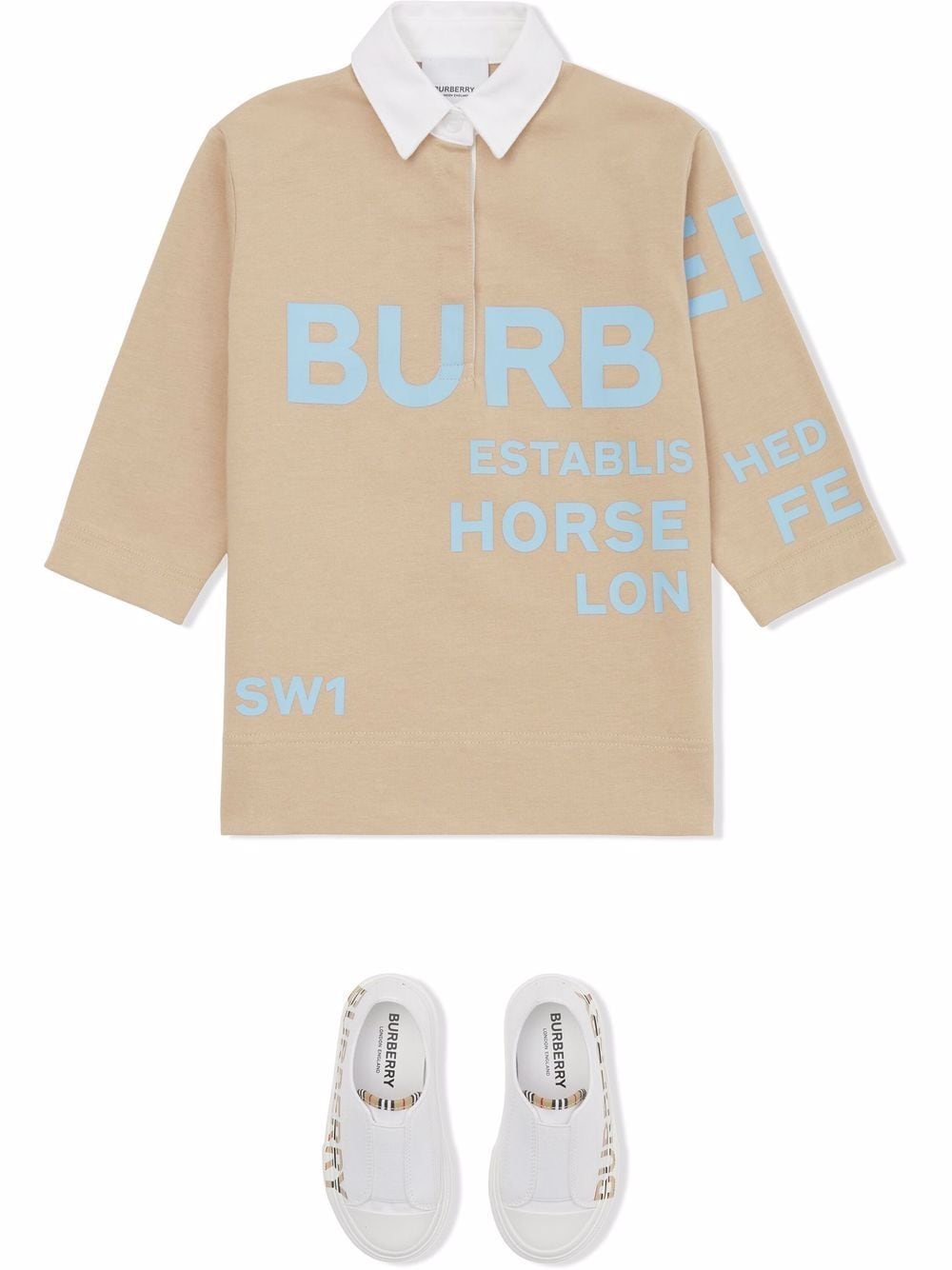 Shop Burberry Horseferry-print Cotton Dress In Neutrals